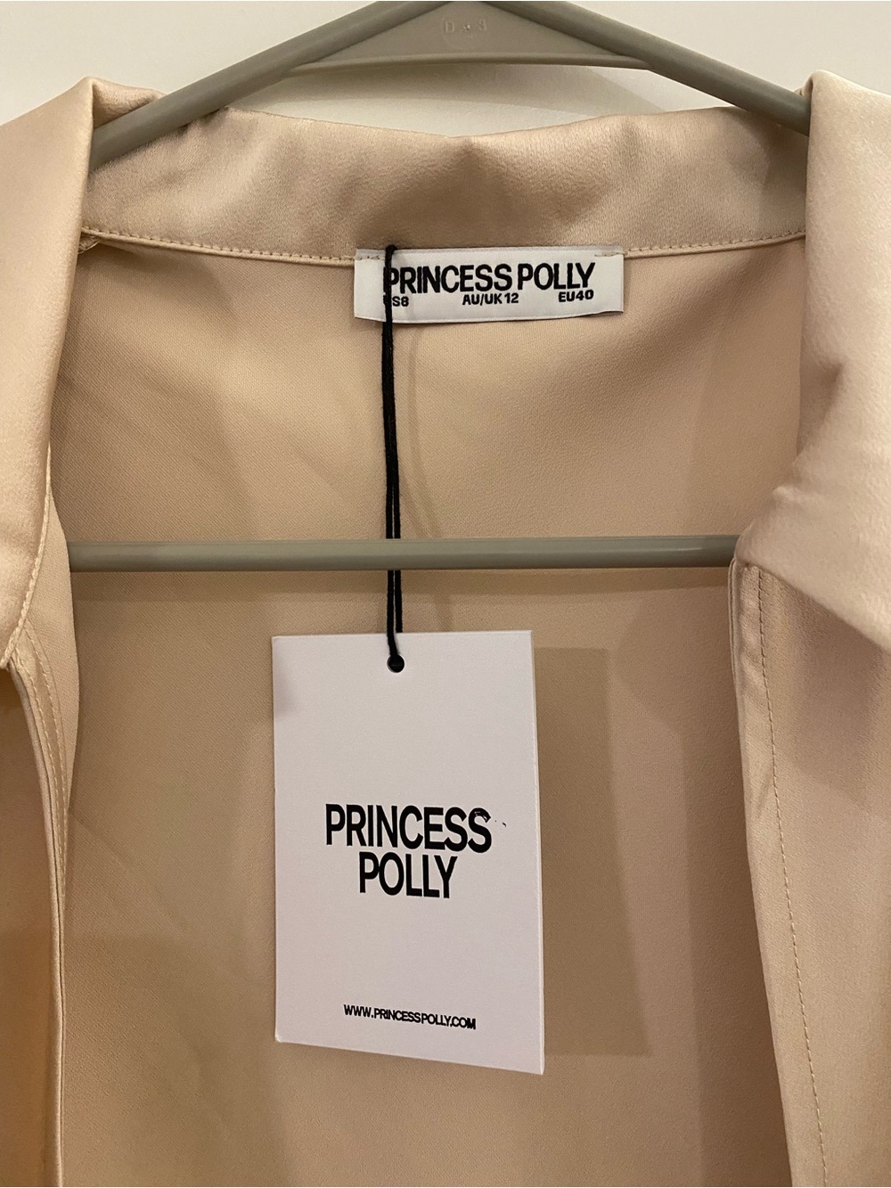Princess Polly Cream Satin Tie-Front Blouse - Picture 3 of 4